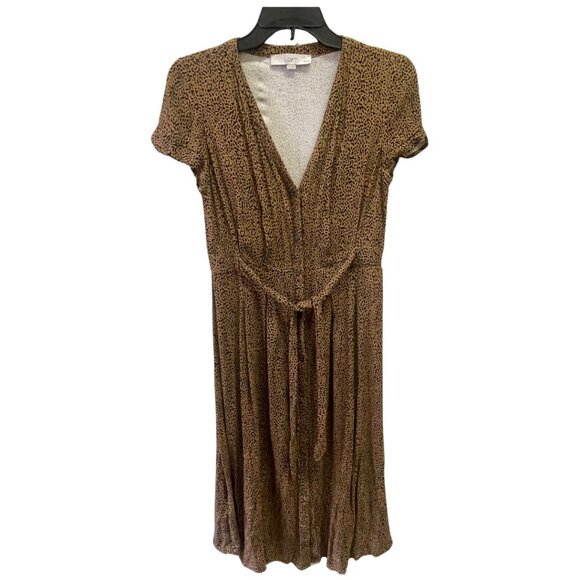 Loft Leopard Print V-Neck Midi Shirtdress 2P - Picture 2 of 5